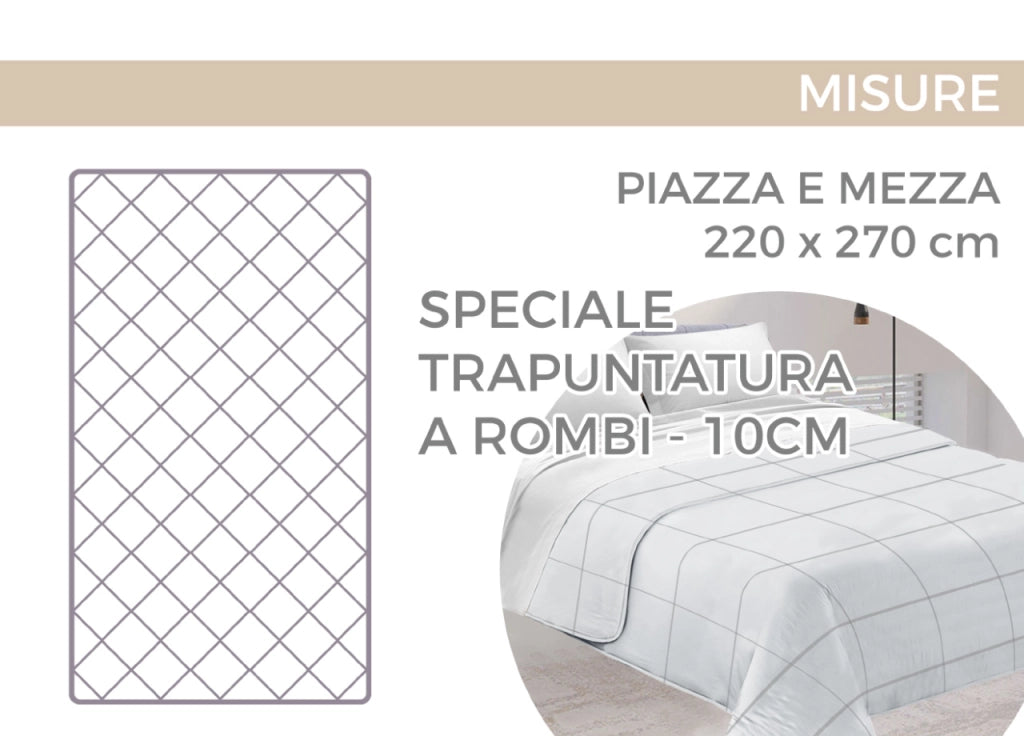 Trapuntino Piumino Estivo Primaverile 100gr/mq Leggero Disegno Padel - 1 Piazza E Mezza - Verde