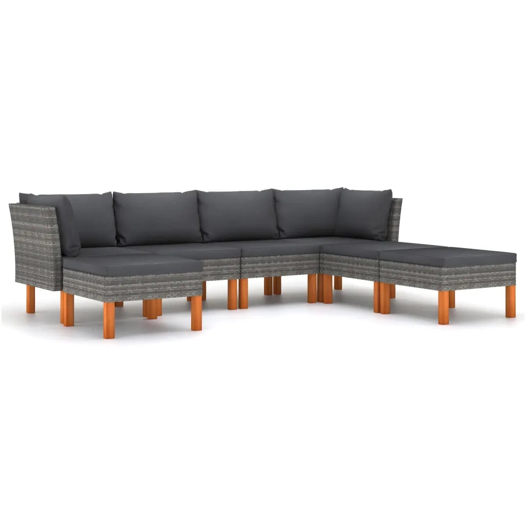 Set Divani da Giardino 7 pz con Cuscini in Polyrattan Grigio 3059717