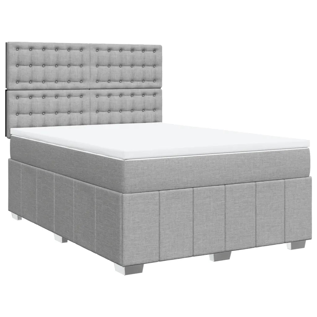 Giroletto a Molle con Materasso Grigio Chiaro 140x200cm Tessuto