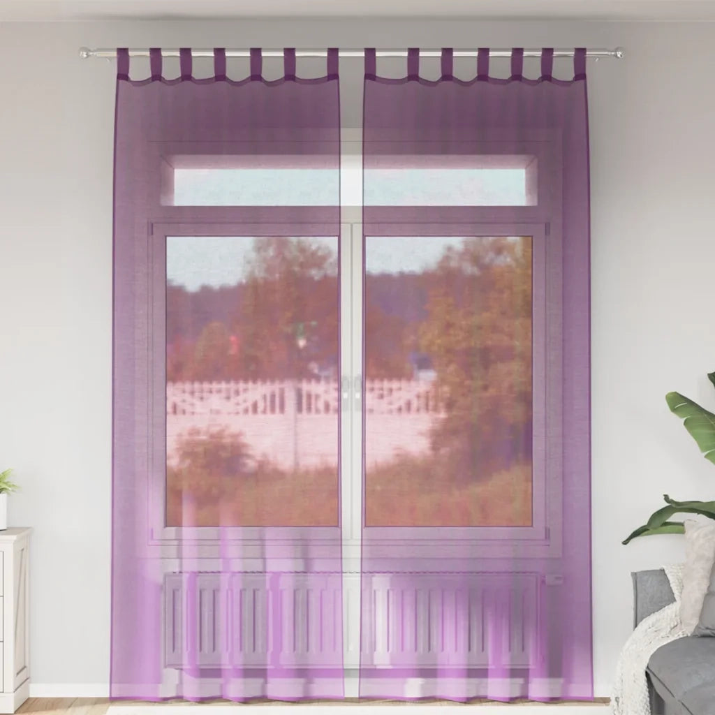 Tende in Voile con Passanti 2 pz Viola 140x260 cm 4102295