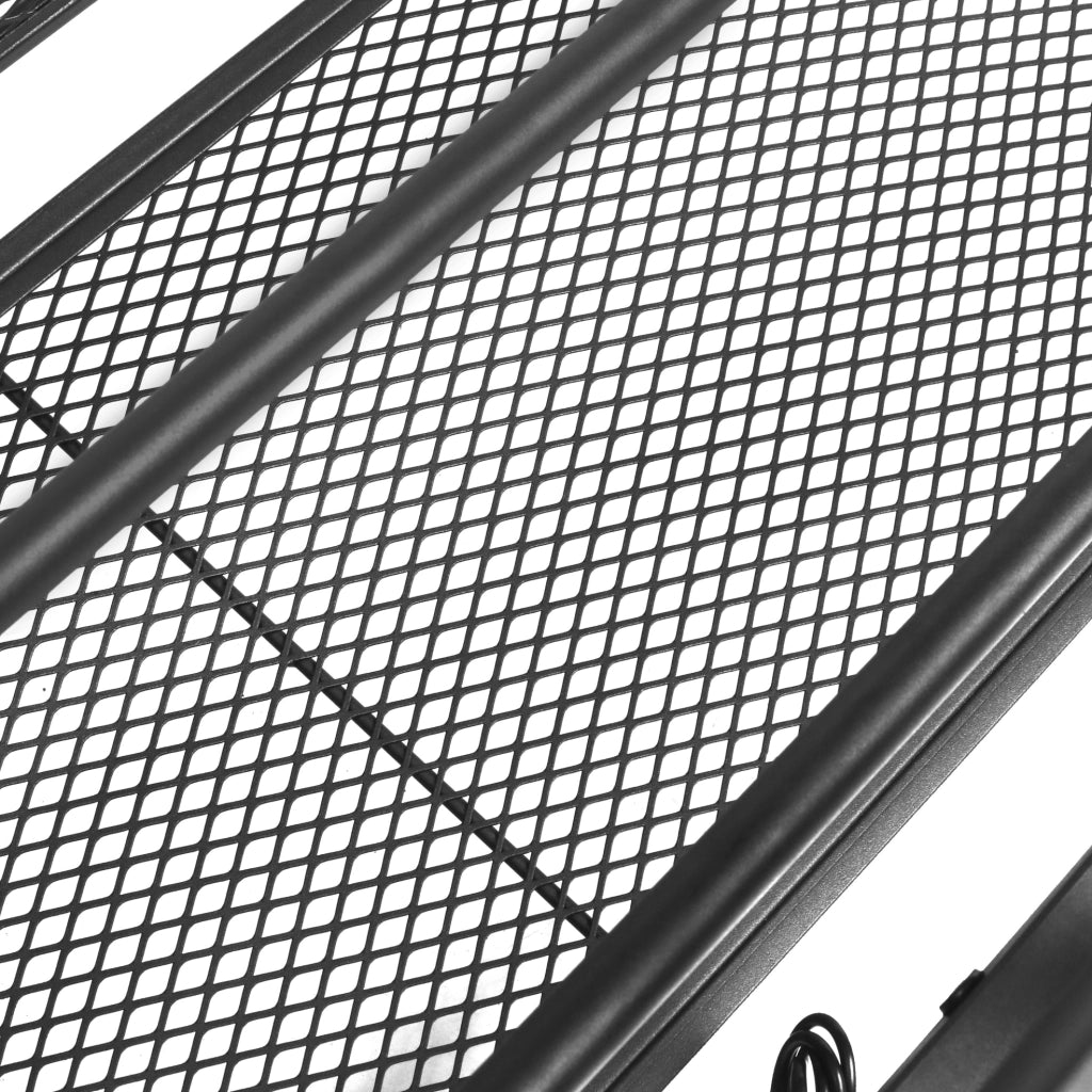 Letto in metallo nero con supporto regolabile, luci LED e vano portaoggetti