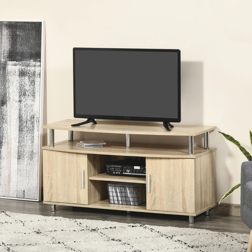 EasyComfort Mobile TV Moderno con 2 Ripiani, Fori Passacavi e 2 Armadietti in MDF 105x40x55cm - Quercia