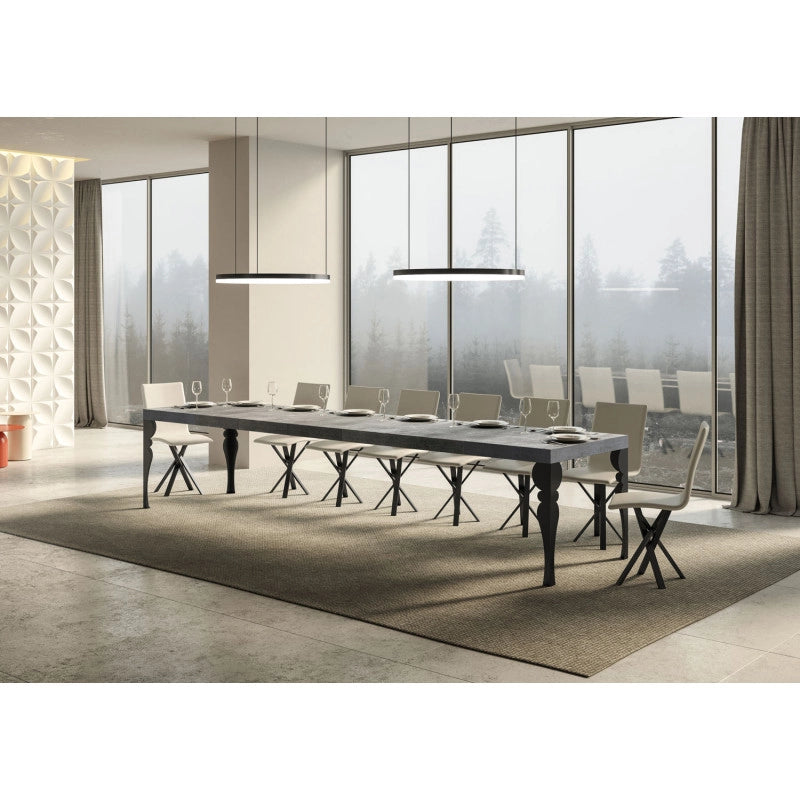 Tavolo allungabile 200/460x90 cm Paxon Premium telaio Antracite - Cemento
