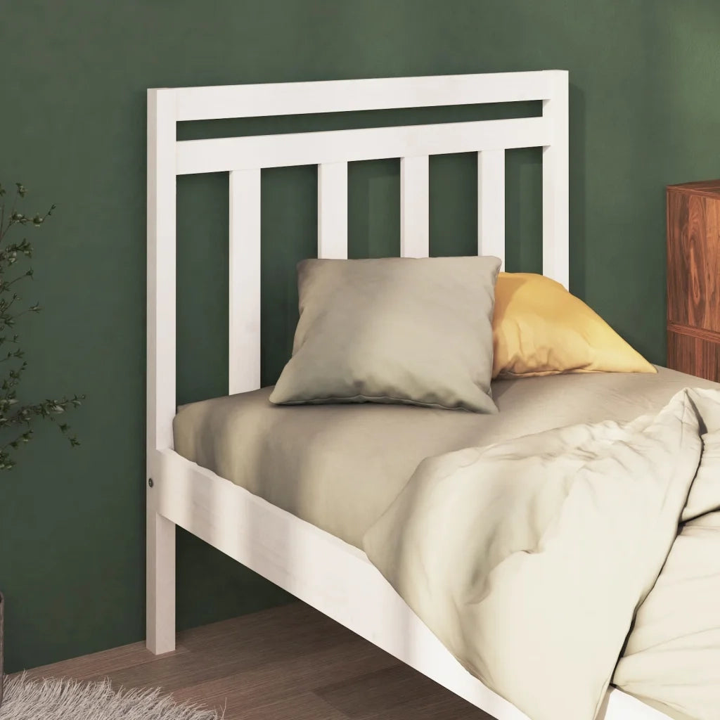 Testiera | Testata per Letto Bianca 95x4x100 cm in Legno Massello di Pino