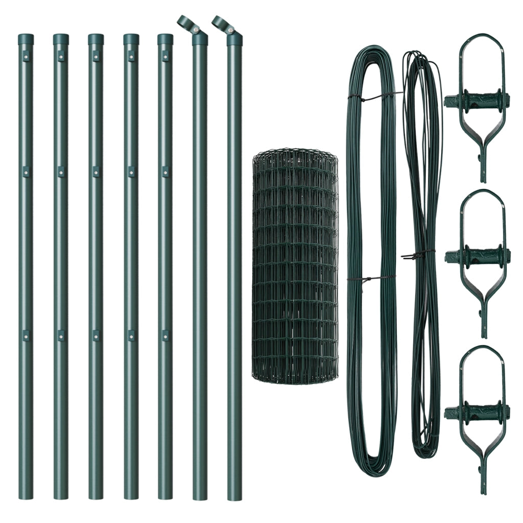 Euro Fence con 7 pali 0.6x10 m Acciaio zincato Verde