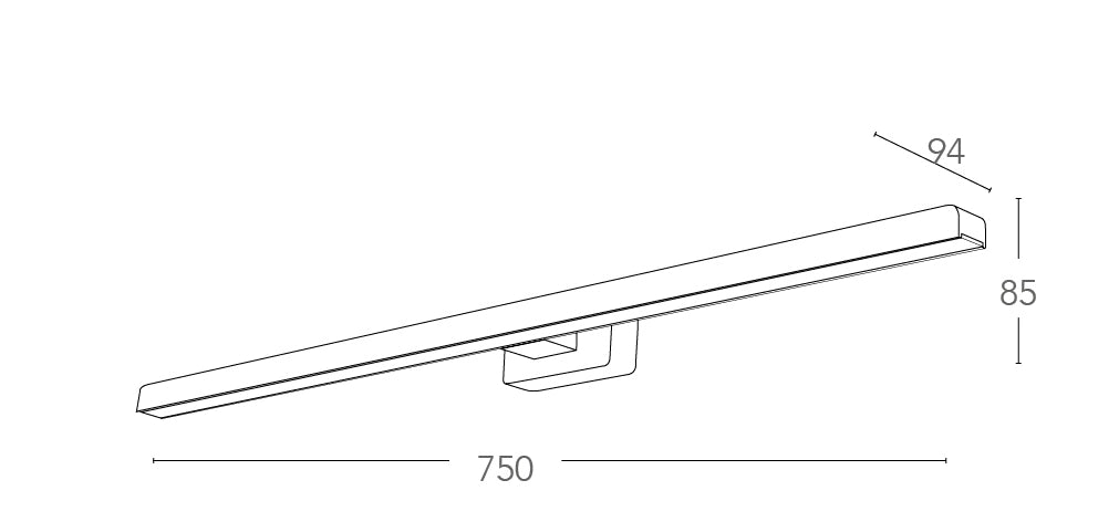 APPLIQUE LED LANCER BIANCO FISSAGGIO PARETE E SPECCHIO 13W 1000LM 3000K IP54 75x9x4CM