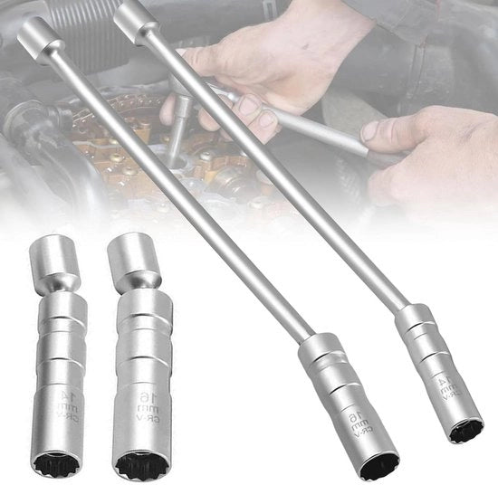 Set di chiavi a batteria premium 2 pezzi 14/16 mm 30 cm di estensione - chiave a batteria magnetica 12 punte rotativa - rimuovitore di candela per motocicletta, tagliaerba, attrezzatura per autotrazione