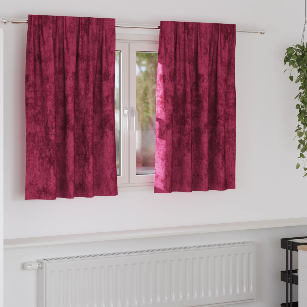 Tende di velluto 2 pz con occhielli Rosso borgogna 140x140 cm
