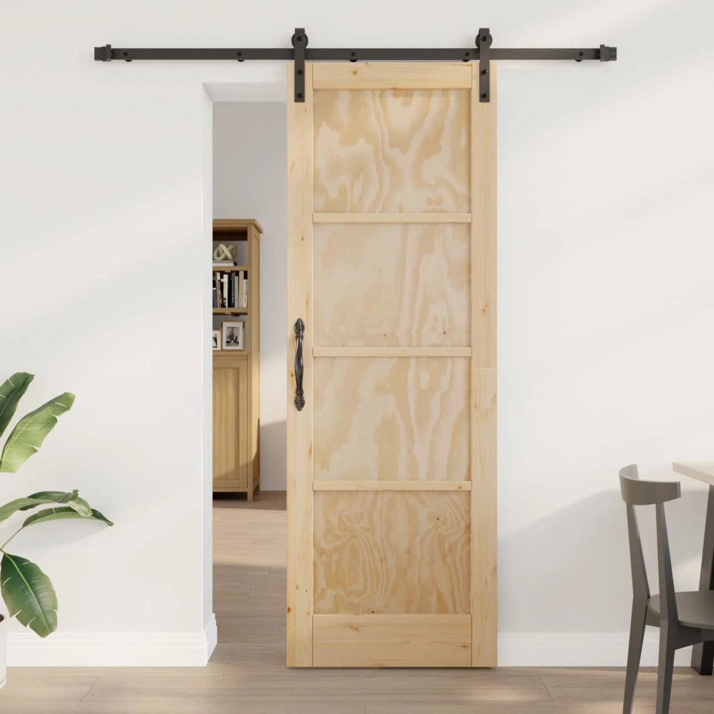 Porta scorrevole Naturale e Nero 73,5 x 211 cm