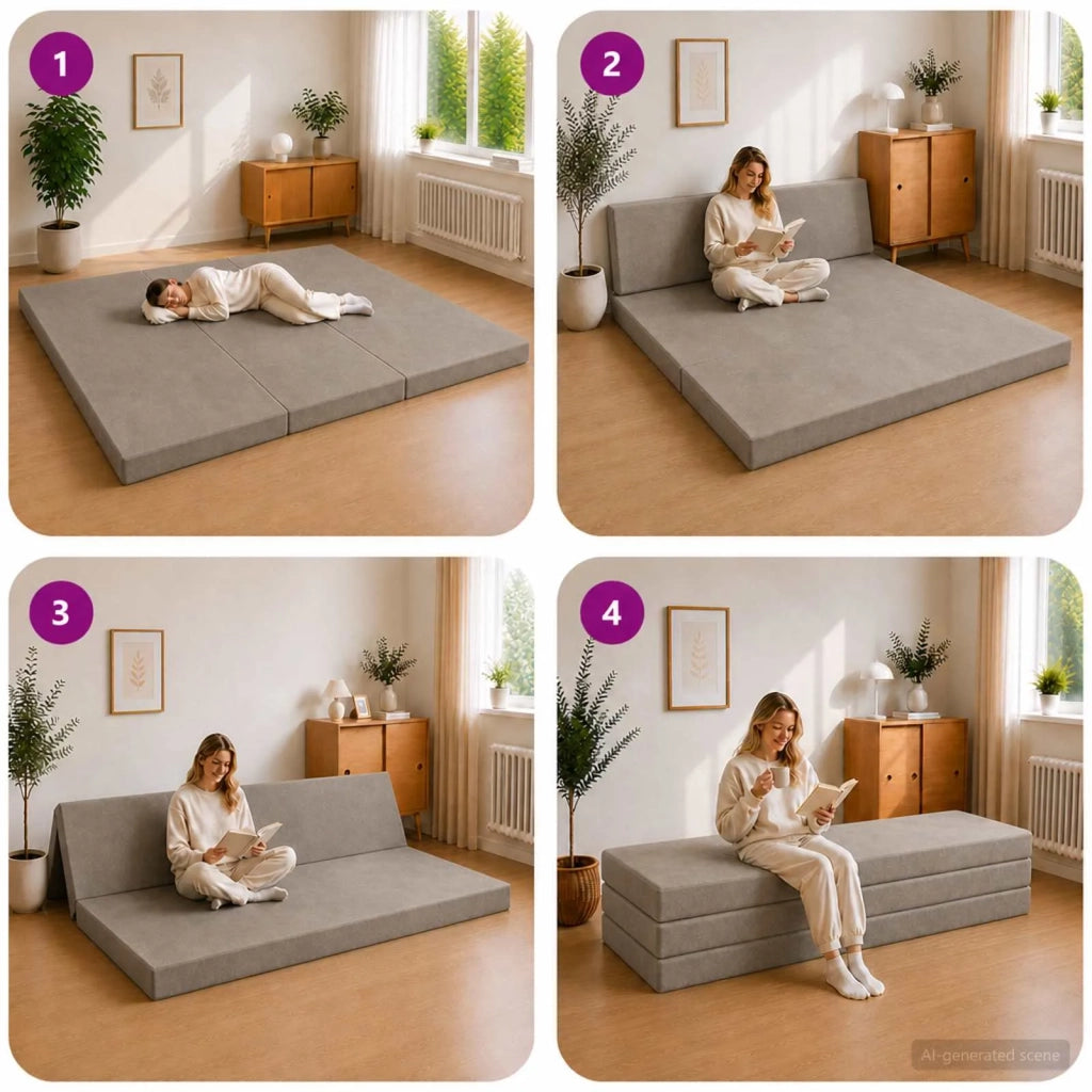 Divano Letto Pieghevole 180 x 67 x 45 cm Grigio Chiaro 900251
