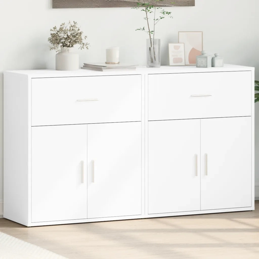 Credenze 2 pz | Madia | Buffet da pranzo | Armadio da pranzo Bianche 60x31x70 cm in Legno Multistrato