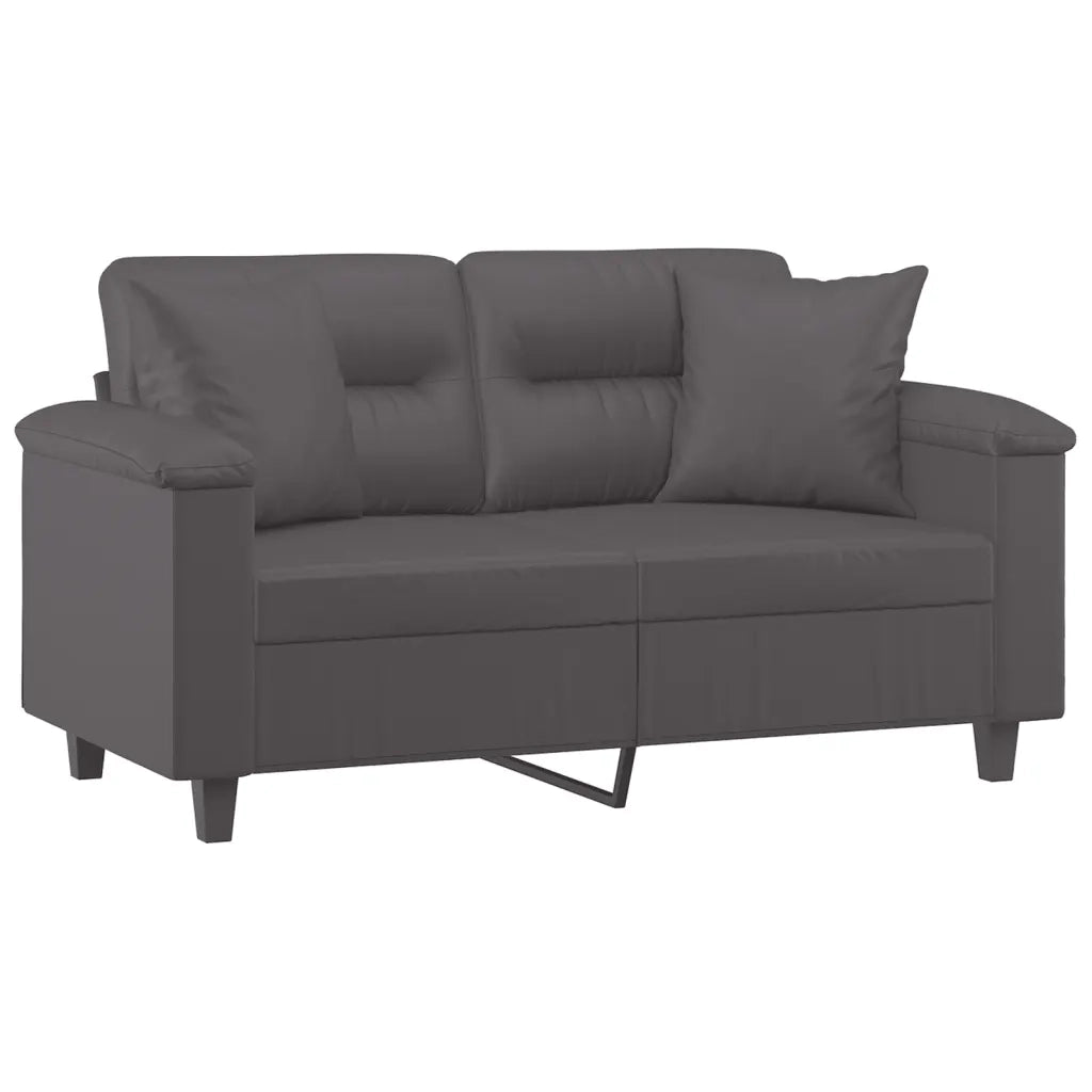 Divano | Divano da soggiorno | Sofa a 2 Posti con Cuscini Grigio 120 cm in Similpelle