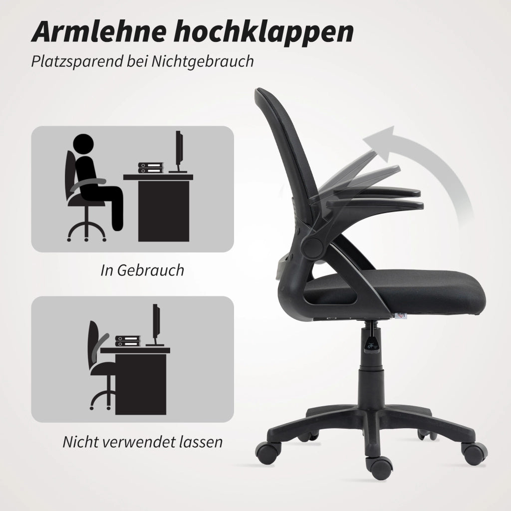 Sedia da Ufficio Ergonomica ¨C zephmum ¨C Mesh Nero con Braccioli e Schienale Regolabile