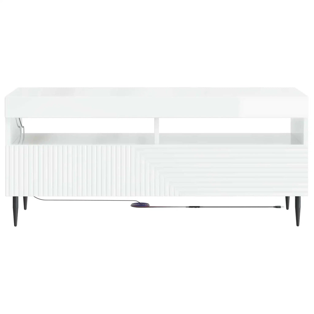 Mobile TV LED Bianco Lucido Legno ingegnerizzato 896989