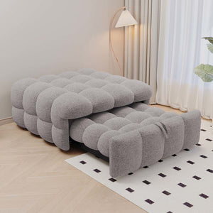 Pouf letto trasformatore - Xylo - grigio, tessuto orsacchiotto, morbido