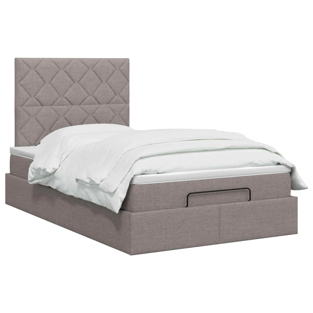 Letto ottomano con materasso Tortora 120 x 200 cm Tessuto 3457567
