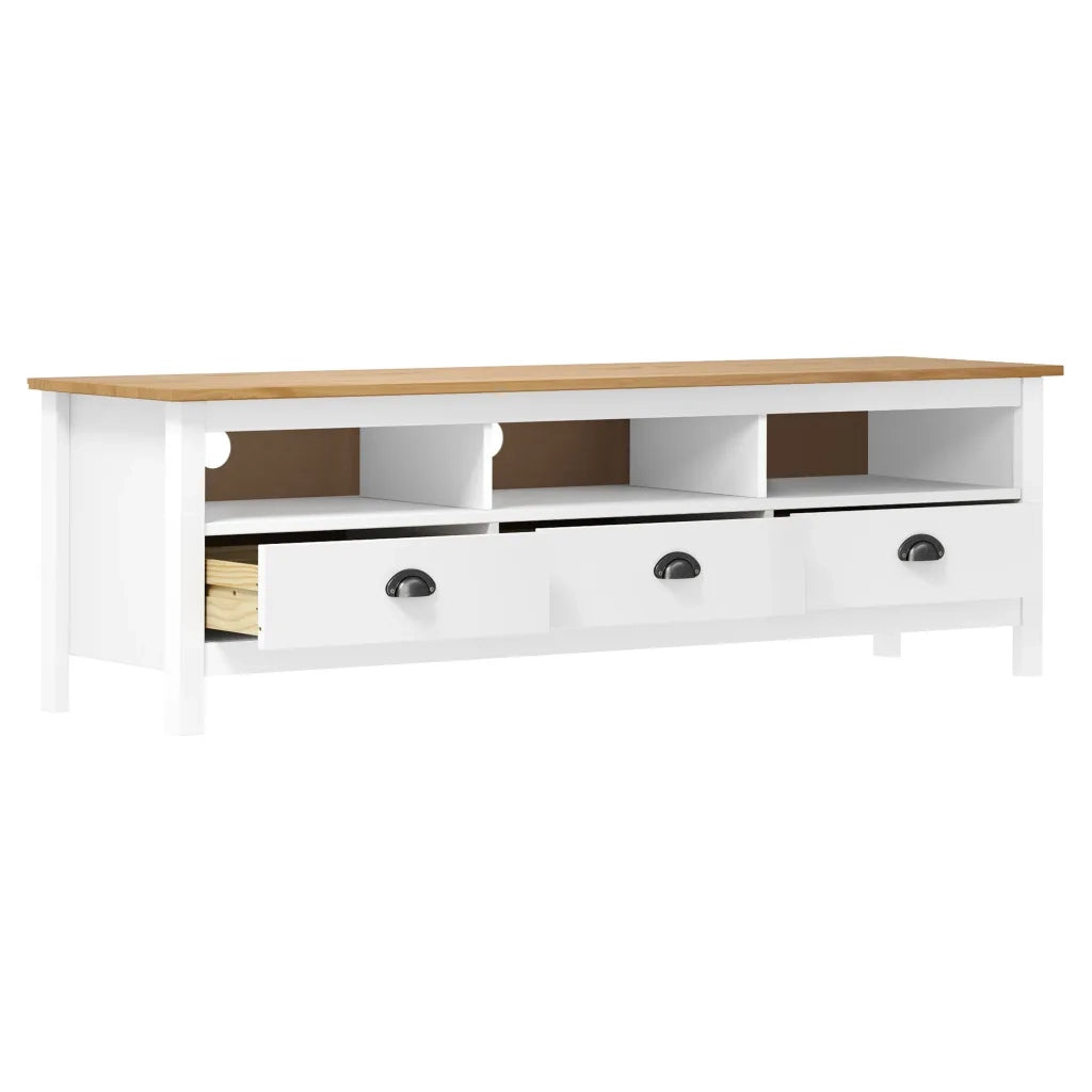 Mobile Porta TV Hill Bianco 158x40x47 cm in Legno di Pino 288930
