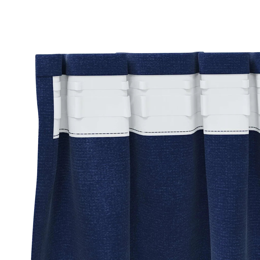 Tende Oscuranti | Tende Blackout 2 pz Blu Scuro 140 x 245 cm Velluto
