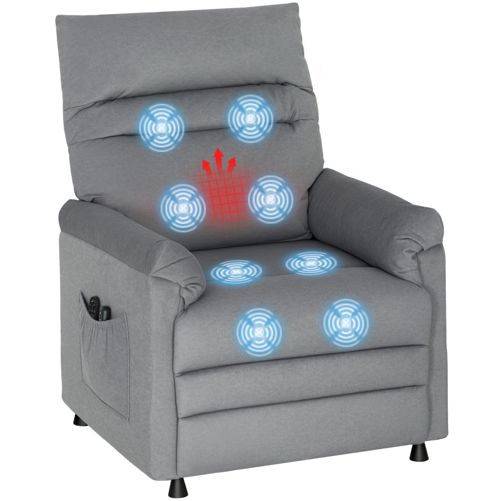 Poltrona Relax Massaggiante Elettrica Reclinabile con Lendenheizung ¨C Zephmum ¨C Grigio