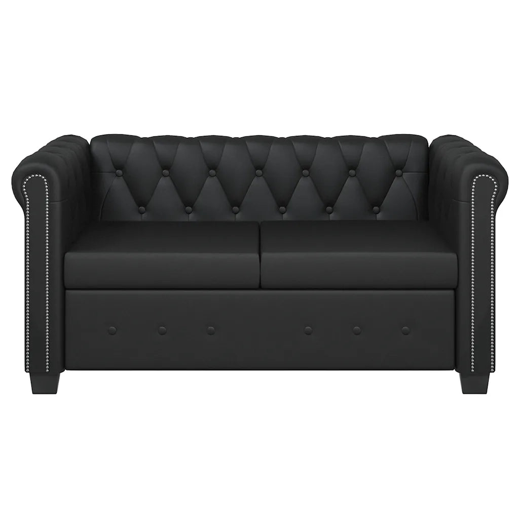 Divani Chesterfield a 2 Posti e a 3 Posti in Similpelle Nero 272249
