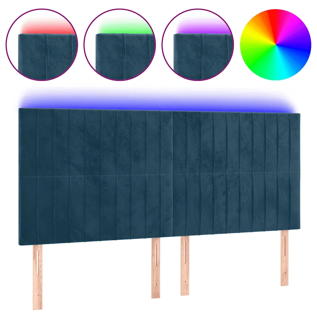 Testiera a LED-Testata con LED Blu Scuro 160x5x118/128 cm in Velluto 392875