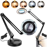 Lampada da Scrivania con Obiettivo - Luminaria da Ufficio - Lampada a Sfere - Regolabile su 5 livelli, con 5 temperature di colore e 5 livelli di luminosità - 5 x Lenti di cristallo ingrandente trasparenti - Nero