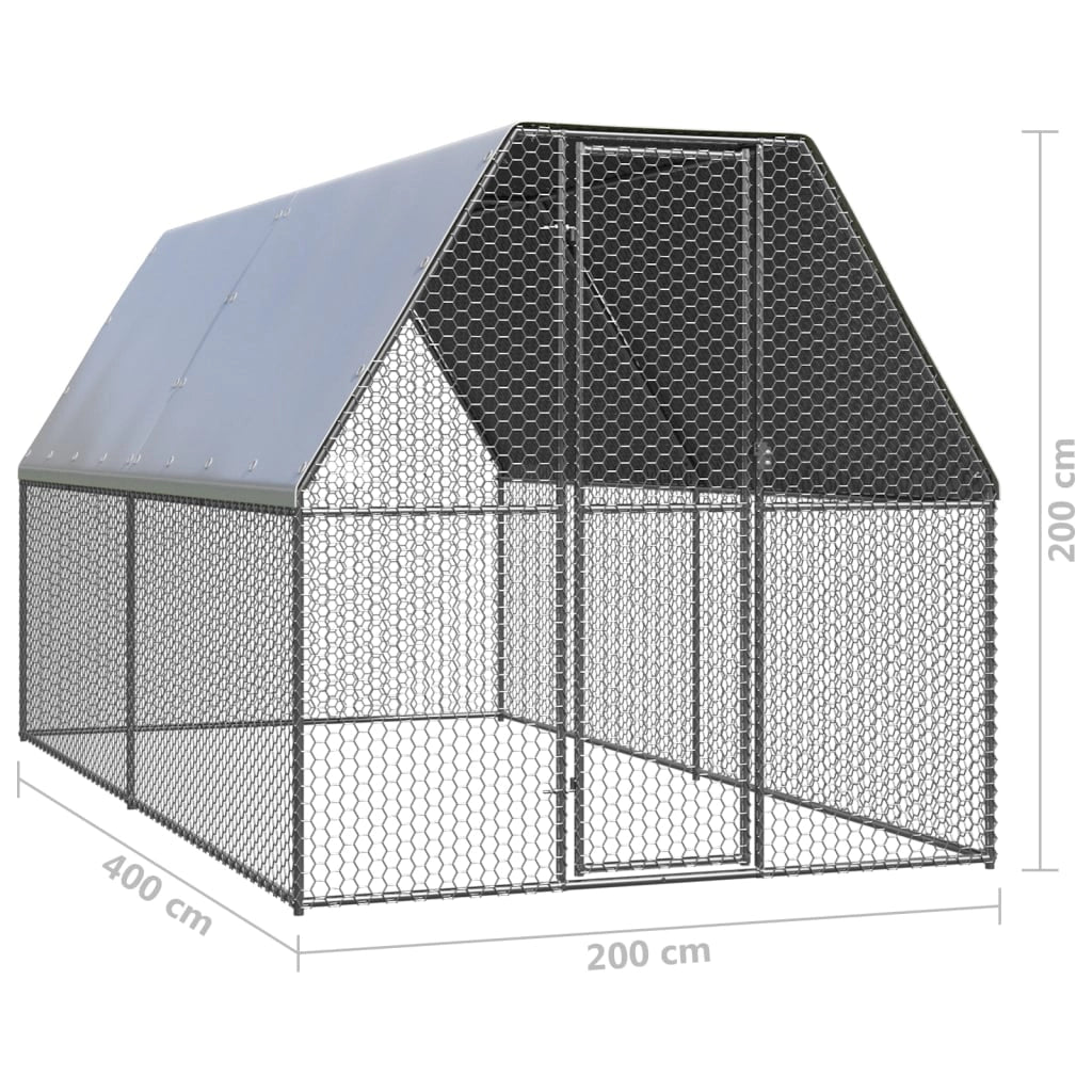Pollaio da esterno 2 x 4 x 2 m in acciaio zincato con tetto impermeabile 02_0001689