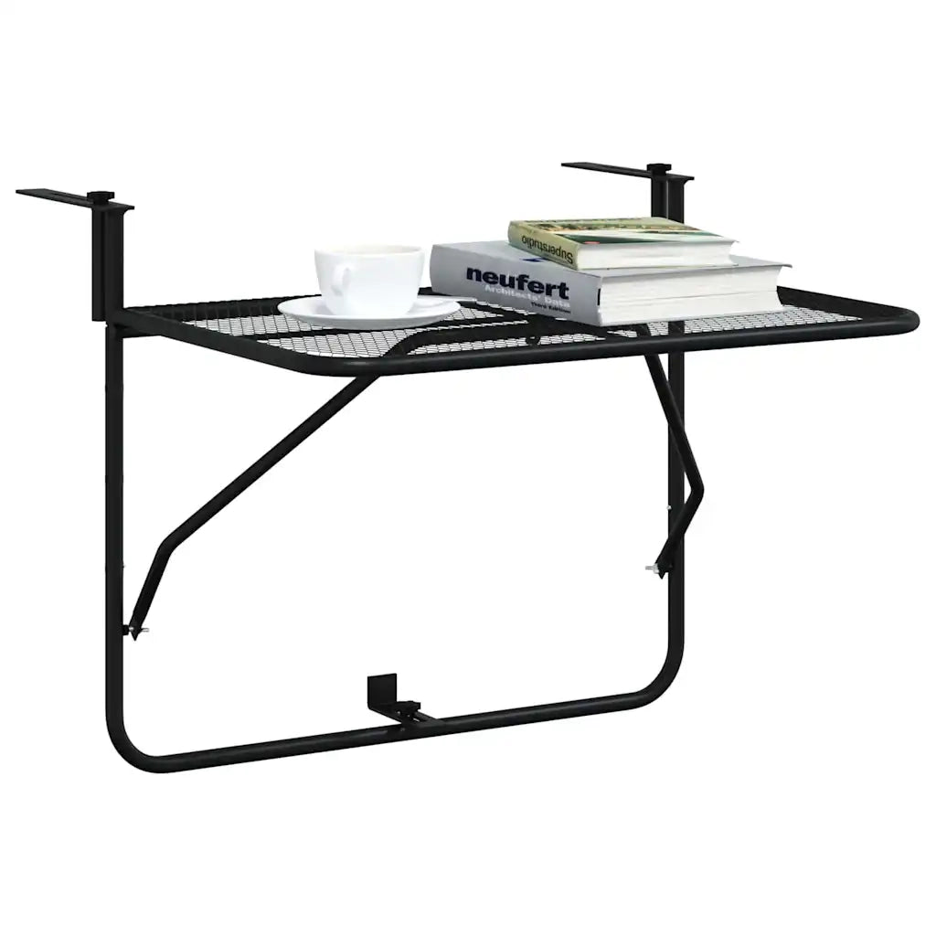 Tavolo da Balcone Nero 60x40 cm in Acciaio cod mxl 52082