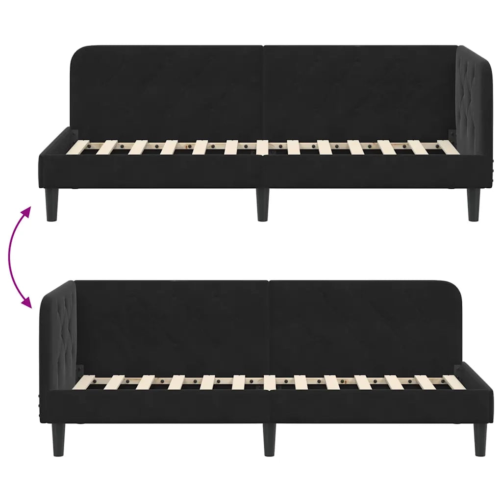 Cornice del letto ad angolo Nero 80 x 200 cm Velluto