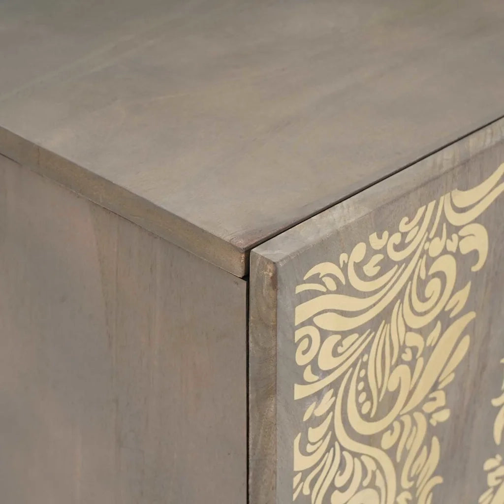Mobile TV Grigio 105 x 33 x 46 cm Legno di mango massello 4018786