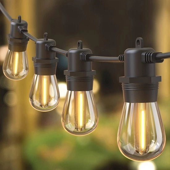 Luce a LED IP65 per Esterno con 15 Lampadine S14 – Illuminazione Acqua-Resistente per Giardino, Balcone e Terrazza