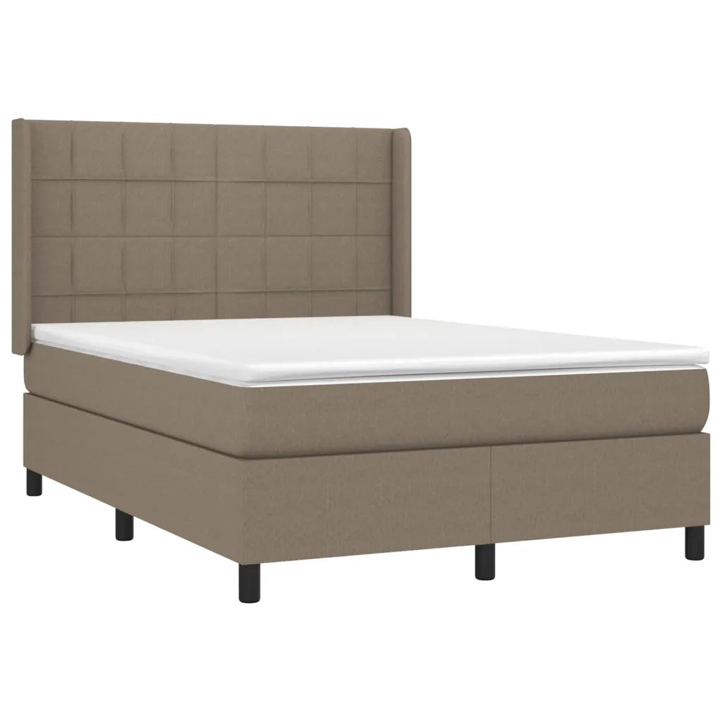 Letto a Molle con Materasso e LED Tortora 140x200 cm in Tessuto 3138321