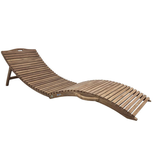 Lettino Prendisole Ondulato Paraiso 190x62x49 cm a Doghe in Legno Teak