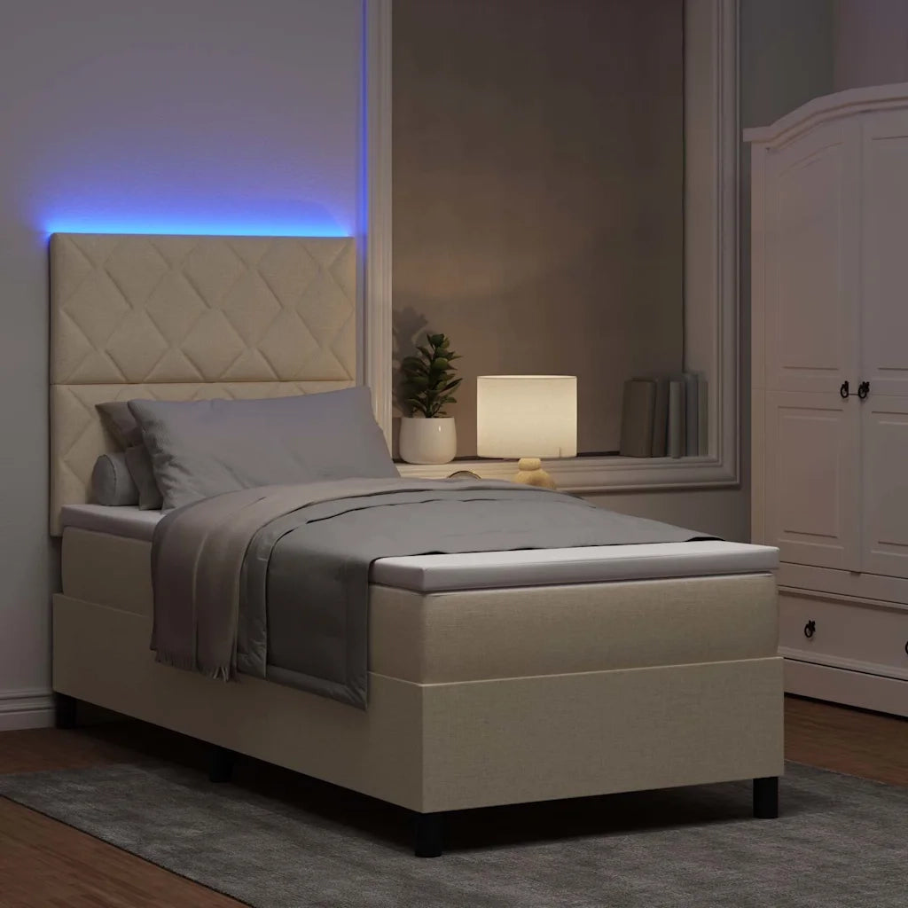 Letto a molle con materasso Crema 90 x 190 cm Tessuto 3342912