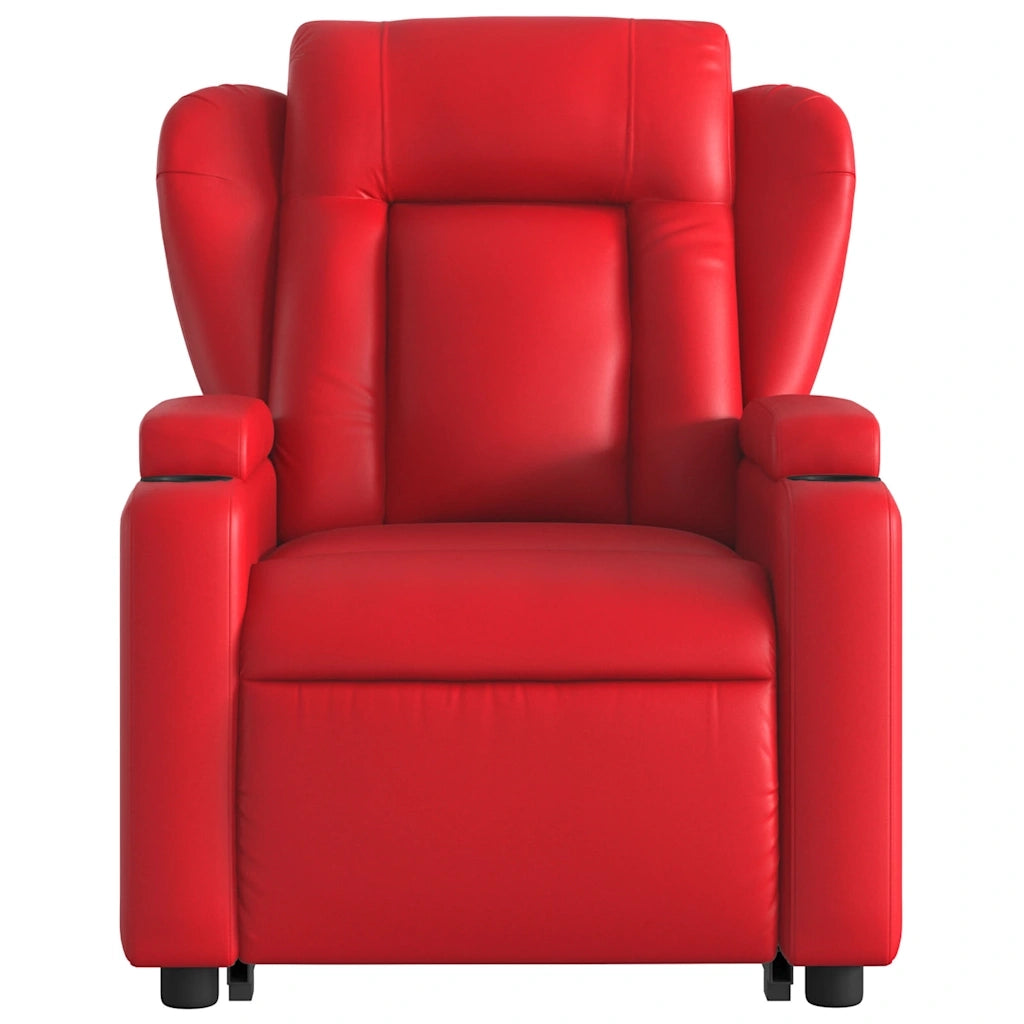 Poltrona Alzapersona Reclinabile Massaggio Rosso in Similpelle 3204556