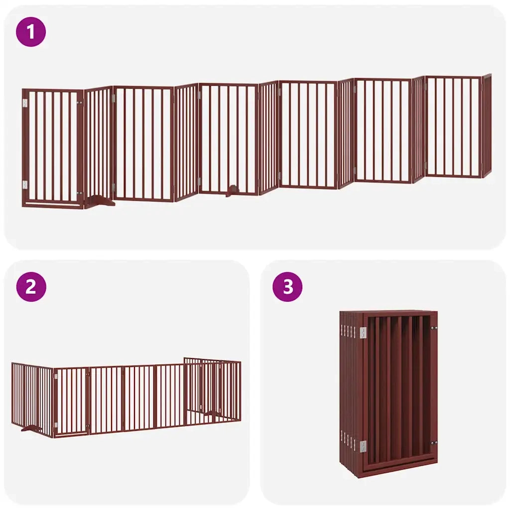 vidaXL Cancello Cani Porta Pieghevole Marrone 12 Pannelli 600cm Pioppo