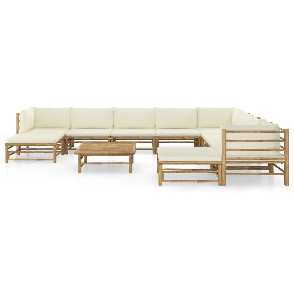 Set Divani da Giardino 11 pz con Cuscini Bianco Crema in BambÃ¹ cod mxl 39998