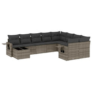 Set Divano da Giardino 10 pz con Cuscini Grigio in Polyrattancod mxl 90179
