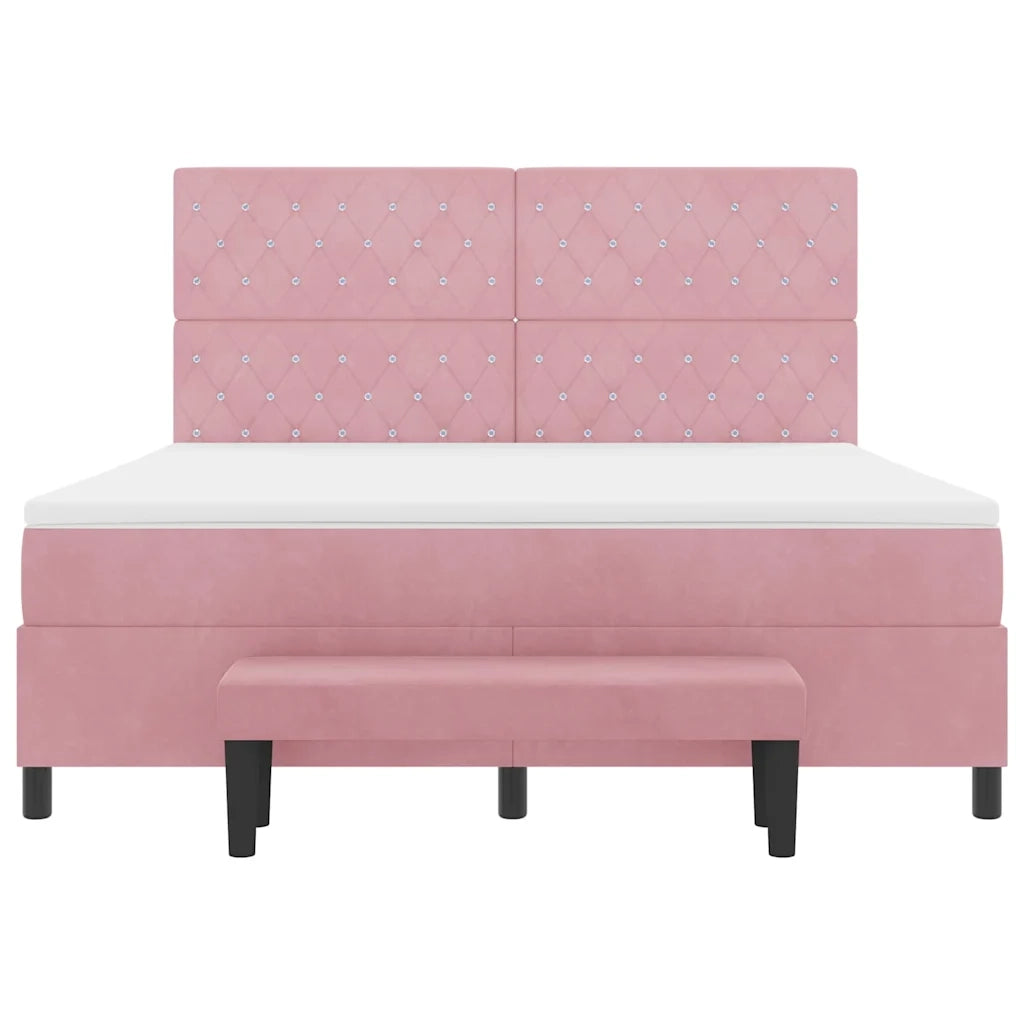 Letto a molle con testiera Rosa 200 x 180 cm Velluto 3344467