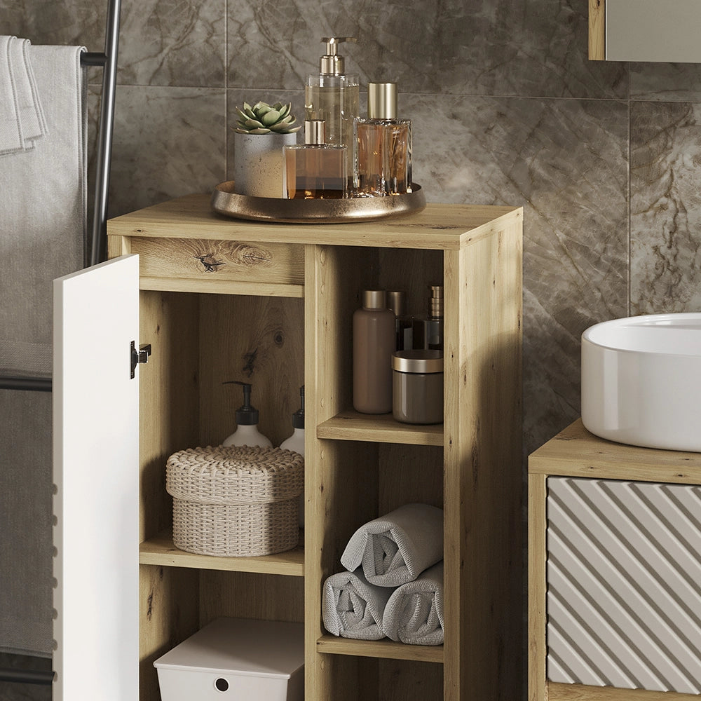 Mobiletto bagno Viola Rovere artigianale/Cachemire 50 x 86 cm Vicco