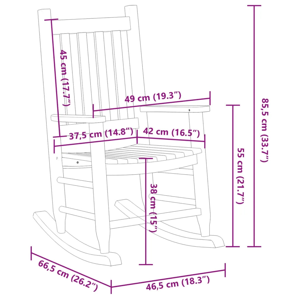 Sedie a Dondolo per Bambini 2 pz Nere Legno Massello di Pioppo 3281594