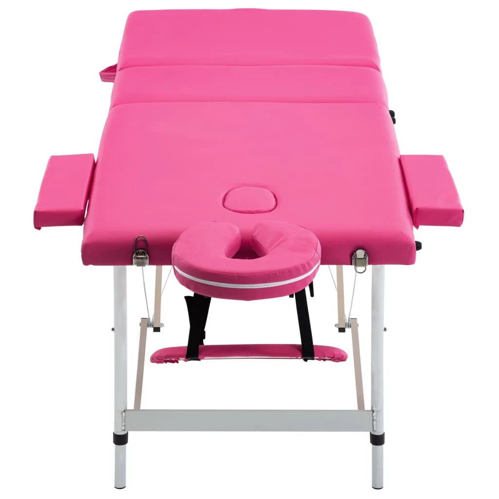 Lettino da massaggio pieghevole a 3 sezioni acciaio inox rosa 02_0001827