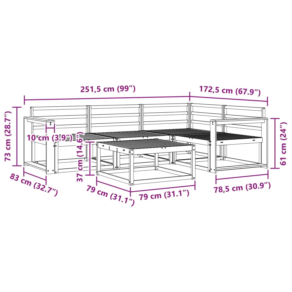 Set di divani da esterno 5 pcs Bianco 79 x 79 x 37 cm