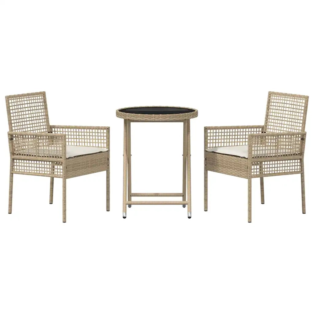 Set Bistro da Giardino 3 pz | Set Salotto da Giardino Beige polyrattan