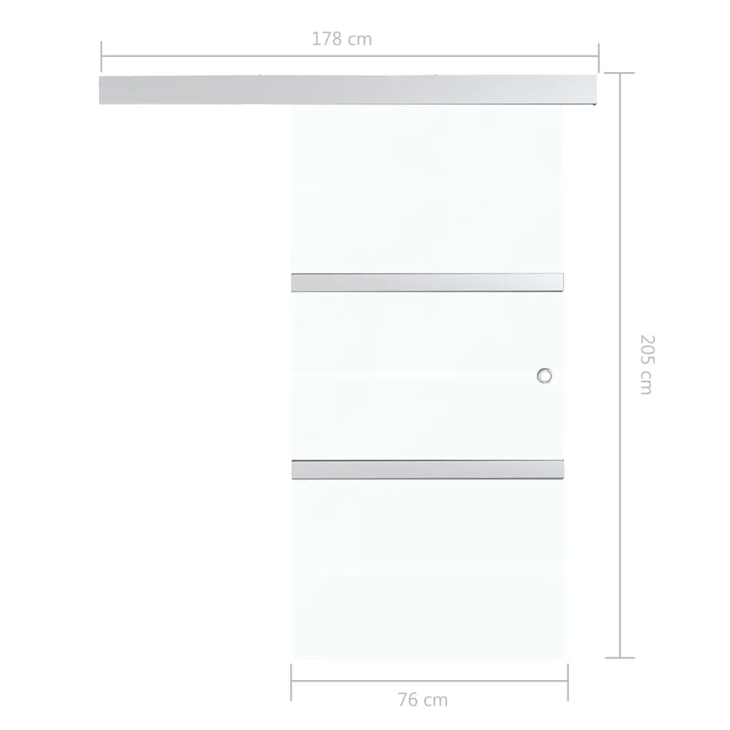 Porta Scorrevole con Fermi in Vetro ESG e Alluminio 76x205 cm