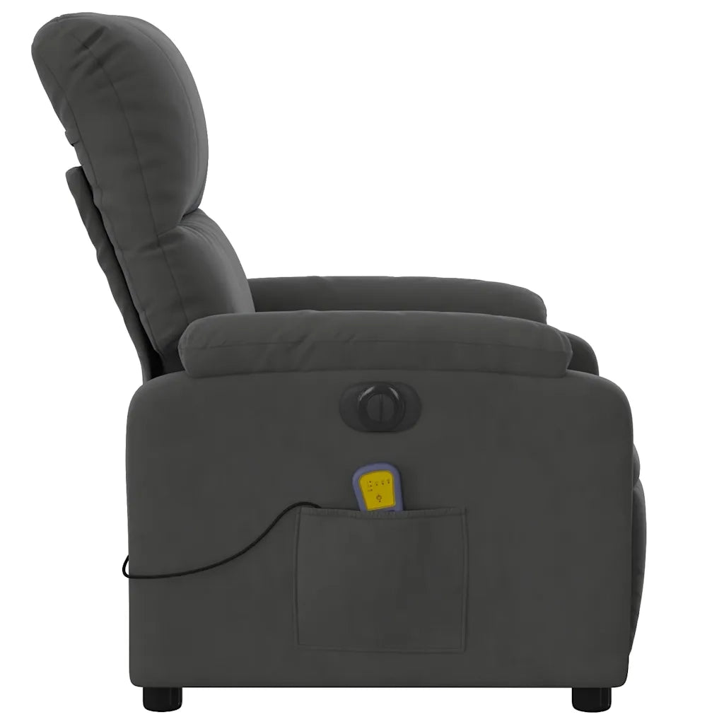 Poltrona Reclinante Massaggi Elettrica Grigio Scuro Microfibra 3204924