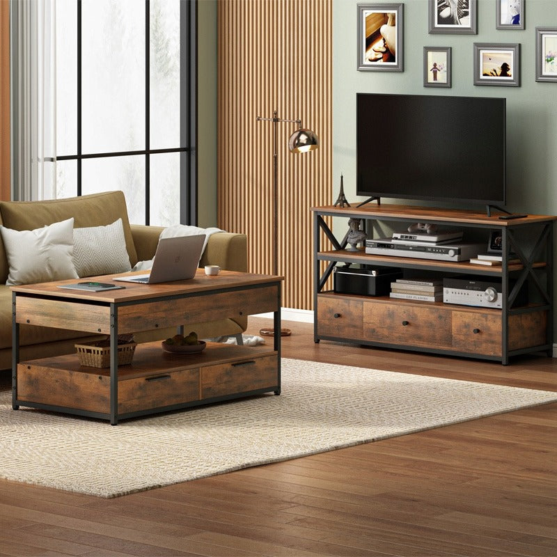 Tavolino da caffè con finitura marrone, con misure 100x48x50 cm.