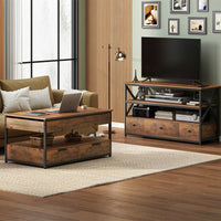 Tavolino da caffè con finitura marrone, con misure 100x48x50 cm.