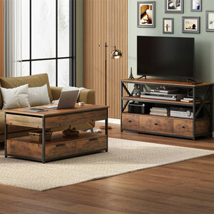 Tavolino da caffè con finitura marrone, con misure 100x48x50 cm.