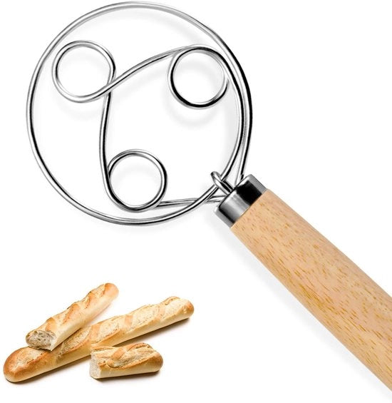 Garantia per la pasta, Garanzia per la pasta danese, garanzia per la pasta, mixer per pane in acciaio inossidabile con 3 fori, schiacciapatate con manico di legno, accessori, utensili da cucina